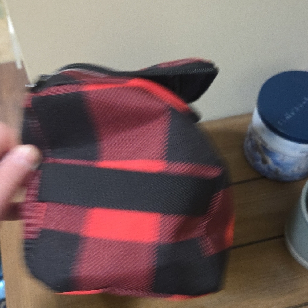 L.L. Bean Red and Black Buffalo Check Toiletry Bag - Picture 6 of 8